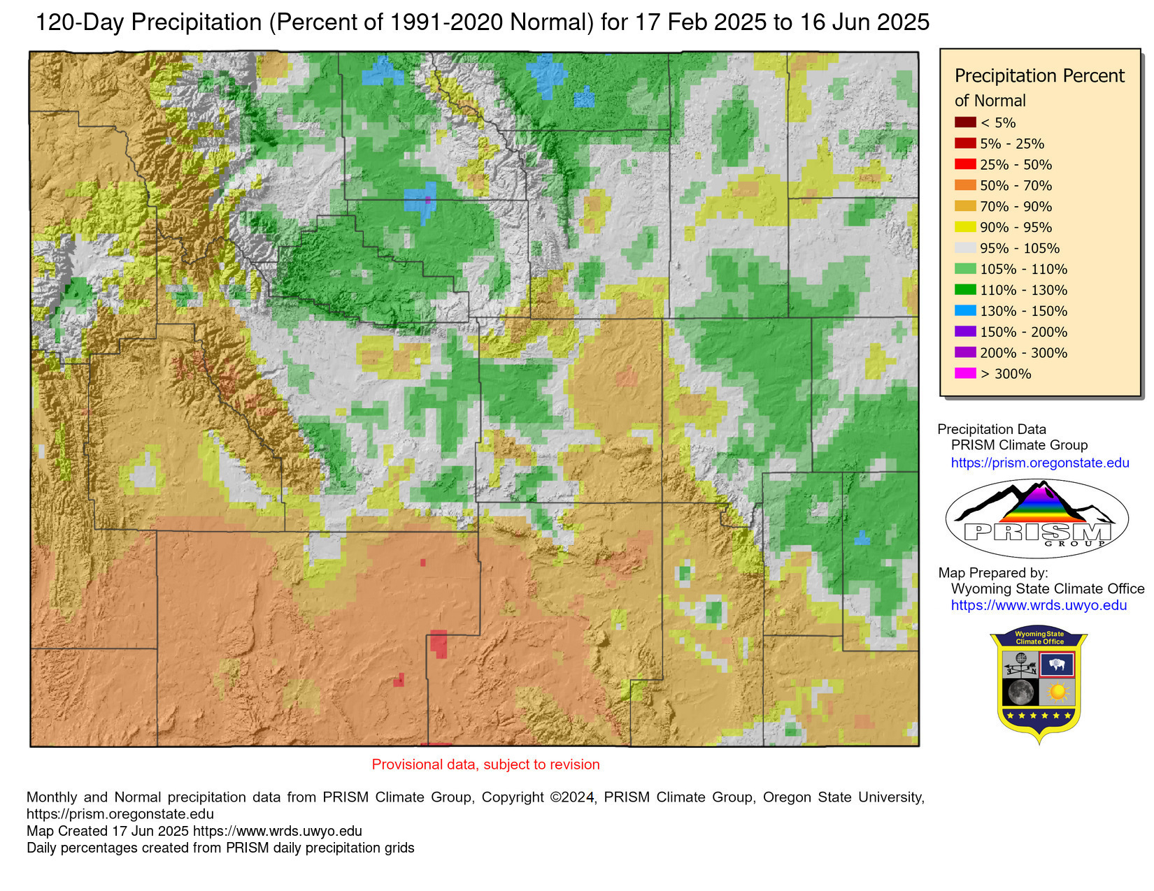 Map Of Current 120 Day Precipitation Total As A Percent Of Average 