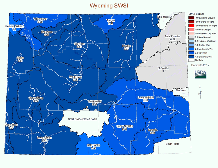 Wyoming Surface Water Supply Index (SWSI) Map
