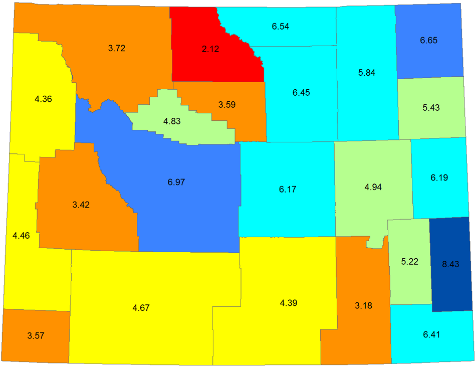 Wyoming State Climate Office CoCoRaHS May 2015 Precipitation Totals by County