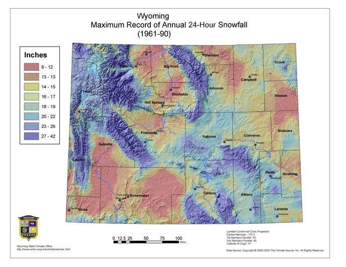 Wyoming Climate Atlas Snow Wyoming State Climate Office and Water